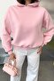 Women's Hooded Basic Sweatshirt Pink - 27K 2672 - 2