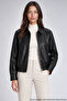 Women's Black Fur Collared Comfortable Fit Leather Jacket - 2