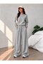 Women's Winter Cotton Lined 3-Piece Sweatpants Set Black Gray Navy Blue - 5