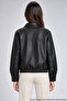 Women's Black Fur Collared Comfortable Fit Leather Jacket - 5