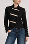 Napoleon Buttoned Gabardine Jacket Lki̇0055 Black - 4