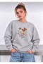 Flower Printed Oversized Women's Crewneck Sweatshirt