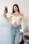 Women's Madonna Collar Zippered Cardigan Cream - 27K 2603 - 4