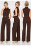 High Collar Belted and Belted Jumpsuit - 5