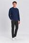 Men's Navy Blue Crew Neck Ottoman Sweatshirt - 2