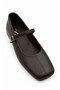 Lily Women's Brown Height-Increasing Flat Toe Buckle Single Strap Ballerina Shoes 4cm Height-Increasing - 3