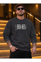 Men's Be Yourself Typography and Handwritten Printed Crew Neck Casual Regular Fit Sweatshirt