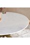 Faroe 6 Seater Dining Table Round Marble - White & Antique Brass - 3