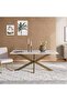 Faroe 6 Seater Dining Table Marble - White & Antique Brass - 2