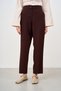 Women's Single Button Waist Half Elastic Tight Leg Pants Bitter Brown