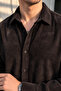 Men's Regular Fit Corduroy Long Sleeve Shirt - Black - 3