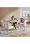 Faroe 6 Seater Dining Table Round Marble - White & Antique Brass - 5