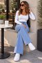 Women's Modern Cut High Waist Light Blue Wide Leg Jeans. - 5