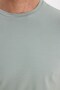 Men's Slim Fit Cotton Soft Texture Lycra Flexible Fabric Basic Mint Crew Neck T-Shirt - 7