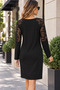 Elegant Touch Women's Long Sleeve Shoulder Lace Detail Ring V-Neck Two Yarn Viscose Dress - 4