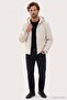 Men's Regular Fit Comfortable Cut Hooded Multi-Pocket Button Detailed Zippered Cuff Ecru Coat - 2