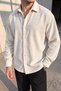 Men's Regular Fit Corduroy Long Sleeve Shirt - Ecru - 2