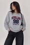 Women's Gray Printed Crew Neck Oversize Sweatshirt & Three-Thread Ribbed