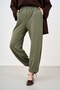 Women's Elastic Cuff and Elastic Waist Trousers Khaki Green - 5