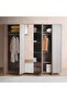 Arelis 6 Door Wardrobe With Mirror - Light Brown - 2