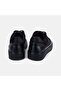 Men's Black Lace-Up Double Textured Nubuck Leather Sneaker - 5
