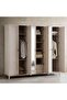 Arceline 6 Doors Wardrobe With Mirror - Light Grey - 2