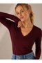 Women's Finger-Looped V-Neck 100% Organic Cotton Fabric Blouse (V-Neck 0Vv-3)