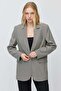 Women's Houndstooth Patterned Classic Cut Blazer Jacket - 4