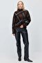 Women's Plaid Patterned Crew Neck Knitwear Sweater - 8