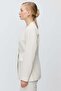 Women's Collarless V-Neck Single Button Blazer Jacket - 4