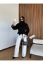 Women's Belted Pocketed Stand Collar Cashmere Trench Coat - 4