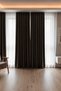 Modern Series Plain Pleated Velvet Textured Background Curtain Bitter Brown - 6