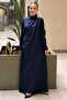 Satin Evening Dress with Brooches on the Shoulder and Waist - 2