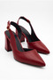 Women's Asymmetrical Strappy Thick Heeled Pointed Toe Red Heeled Shoes
