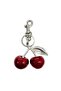Women's Shimmering Cherry Bag Charm Silver Keychain - 4