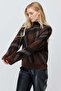 Women's Plaid Patterned Crew Neck Knitwear Sweater - 2