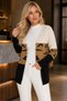 Women's Long Sleeve V-Neck t Sleeveless Leopard Detailed Color Block Stylish Elegant Casual Beige Coffee Black Knitwear Cardigan - 6