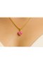 Pink Heart Pendant Gold Chain Necklace |   Korean Designer Jewelry - 3