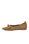Women's Tan Knitted Ballerina Shoes with Metal Buckle, Elegant, Stylish, Comfortable Sole, Casual Shoes 855470