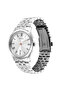 Mens Silver White Dial Leather Strap Watch, Silver, bracelet - 2