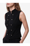 Fancy Button Detailed Slim Fit Stand Collar Sleeveless Cardigan - 4