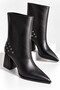 Ri̇vena Metal Ring Detailed Pointed Toe Thick Heeled Women's Boots - 2