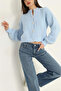 Pearl Button Women's Crew Neck Balloon Sleeve Bearded Cardigan - 2