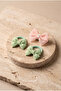 Girl's 3-Piece Bowknot Buckle Set Pink/Green - 2