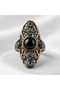 Bronze Women's Ring Authentic Copper Jewelry Black Stone Night Embroidery Model Adjustable Vintage - 4