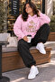 Women's Plus Size Deer Print Hooded 2-Piece Tracksuit Set with Elastic Cuffs for Winter