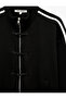 Comfortable Fit Long Sleeve Zippered Pocketed High Collar Striped Sweatshirt - 8