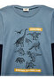 Dinosaur Printed 2in1 Cotton Crew Neck Long Sleeve T-Shirt - 3