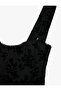 Slim Fit Velvet Floral Patterned Underwire Thick Strap Tulle Blouse - 3