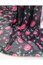 Black with Rose Pattern, Thin, Flexible, Soft Mesh Knitted Fabric for Dresses & Blouses, Length: 150cm - 6